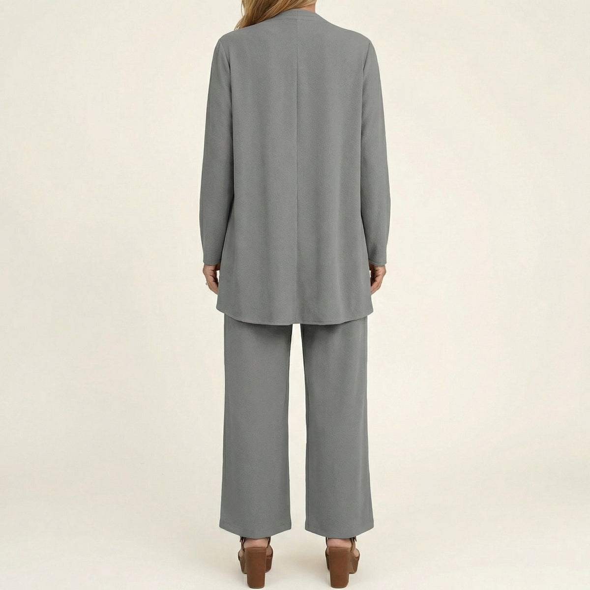 Vivienne three-piece set in grey, back view