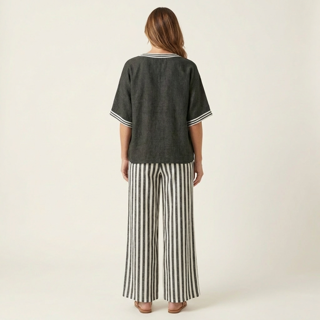 Juliana linen set in black, back view