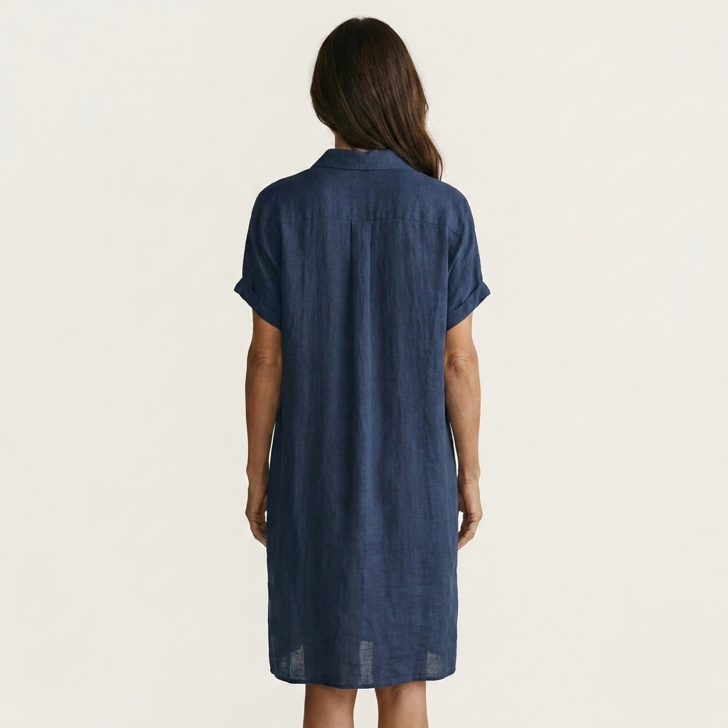 Nidalie midi shirt dress in navy, back view
