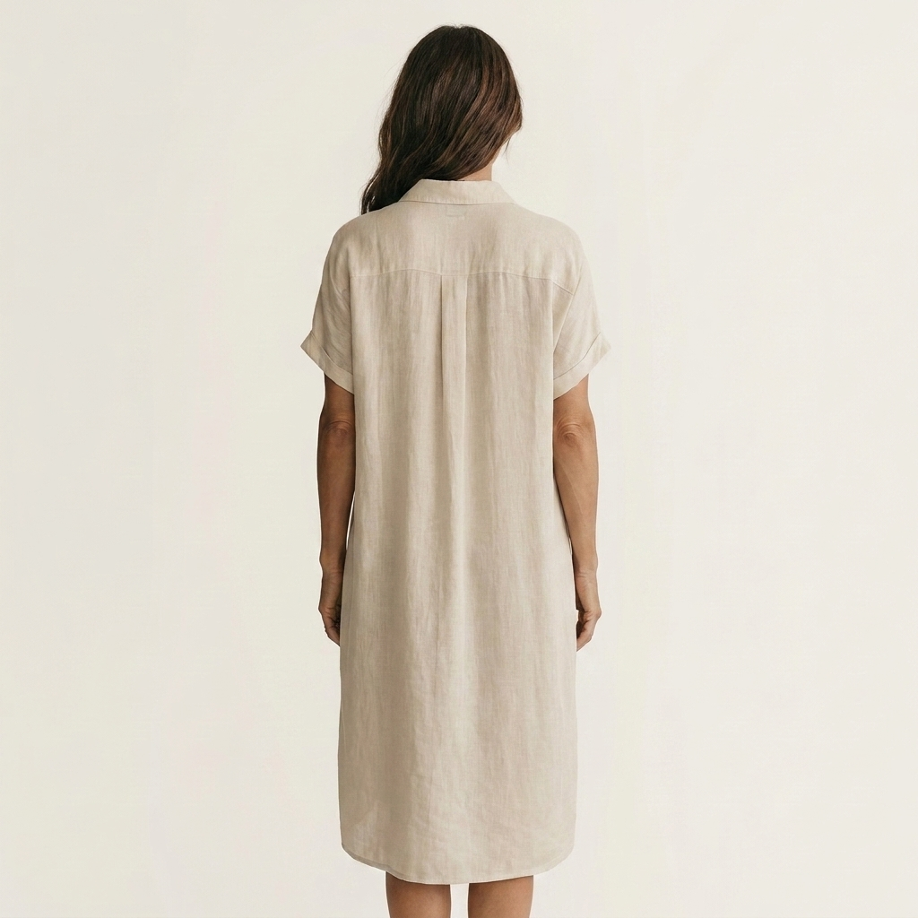 Nidalie midi shirt dress in ivory, back view