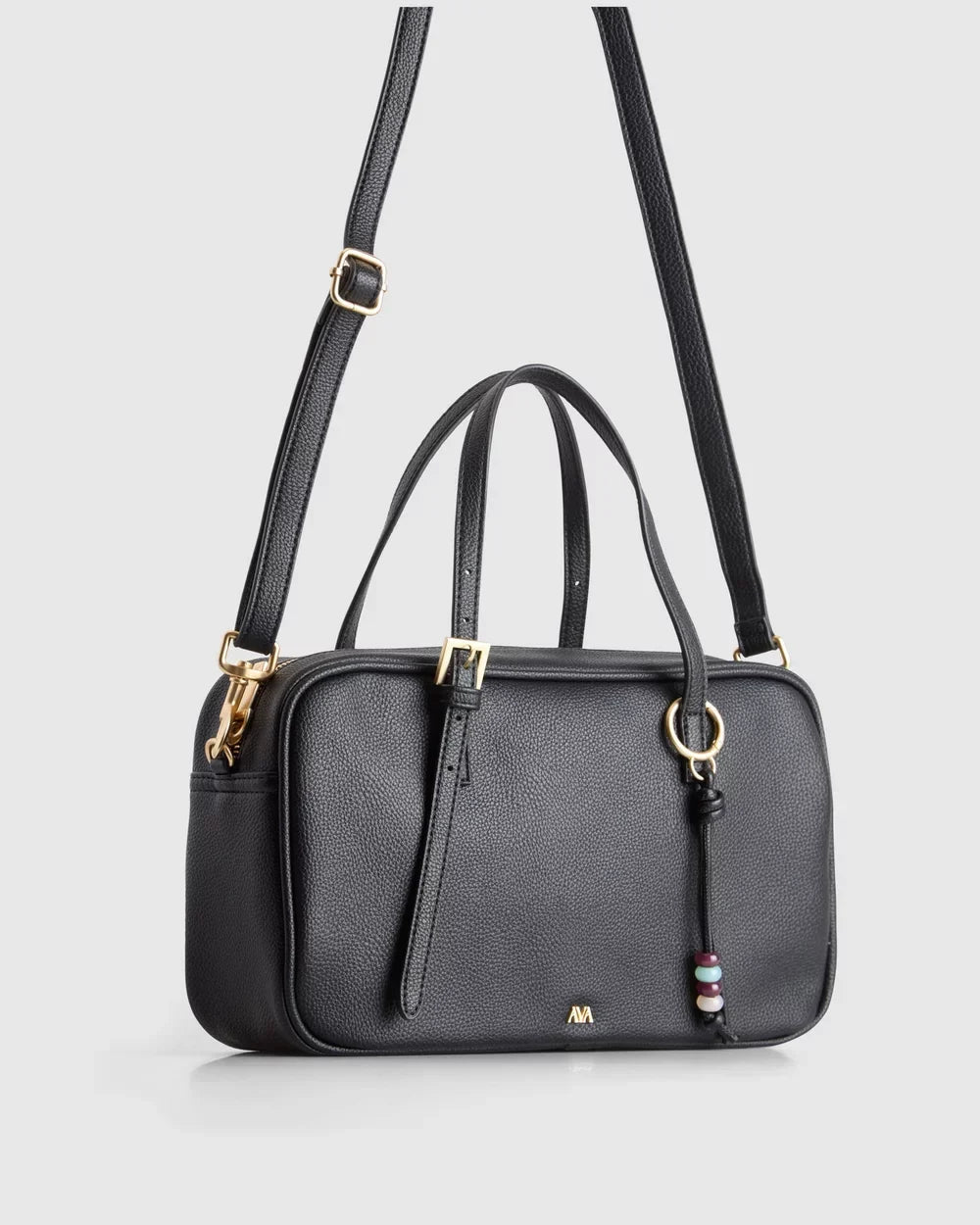 Lumière Paris bowler bag in black with adjustable crossbody strap