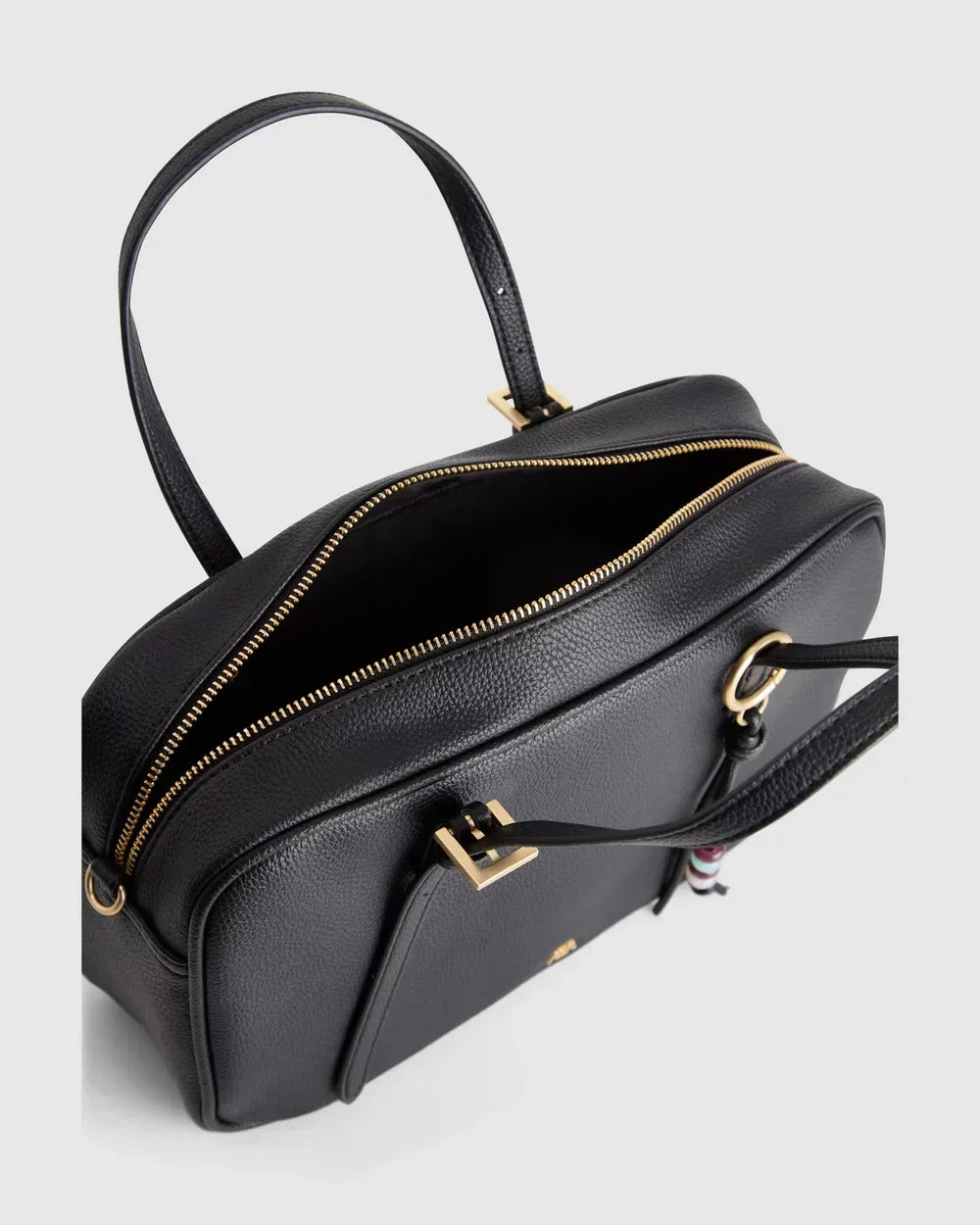 Lumière Paris bowler bag in black, open zip-top interior