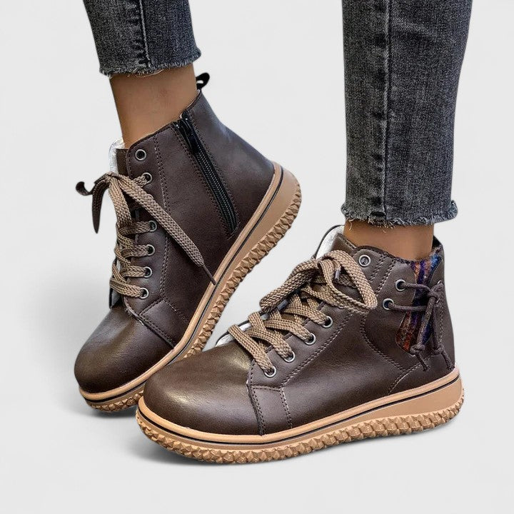Brilly ankle boots in brown, worn front view
