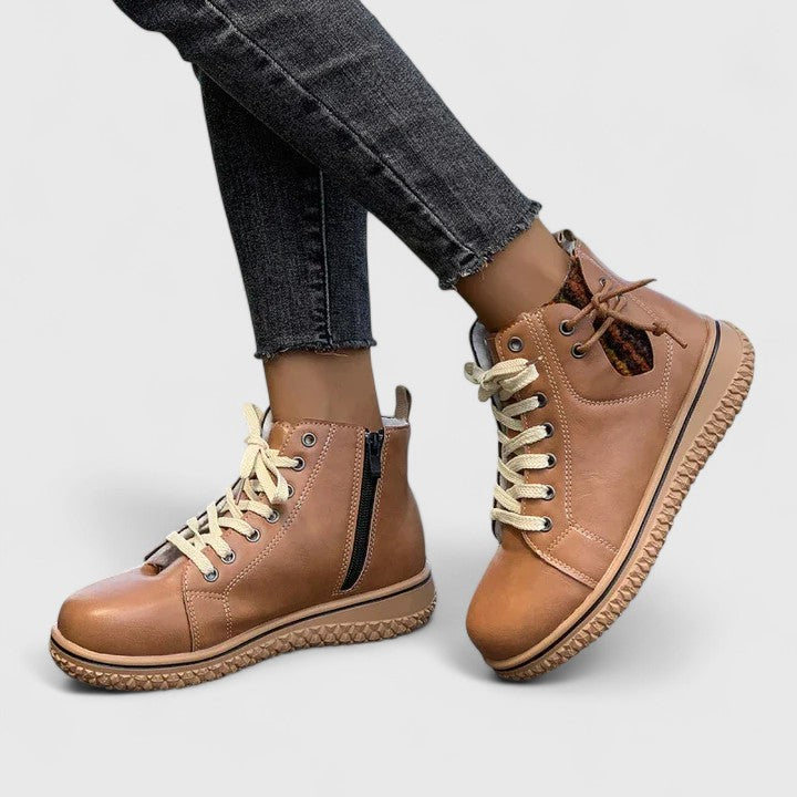Brilly lace-up ankle boots in light brown, worn side view