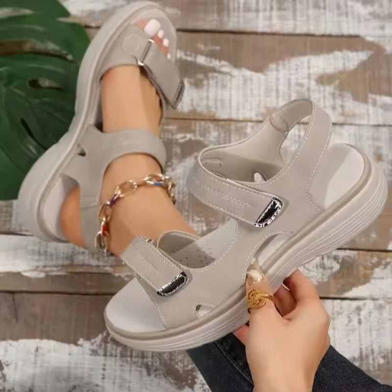 Amelia orthopaedic comfort sandals in beige, strap and sole detail