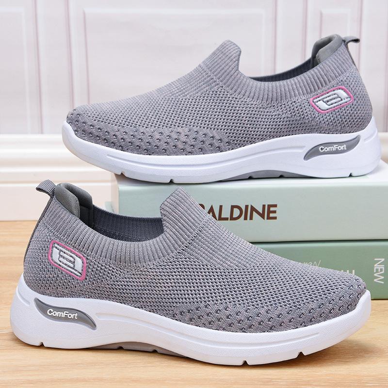 Sayaka slip-on shoes in grey, pair angled view