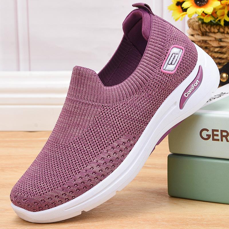 Sayaka slip-on shoes in purple, side view showing cushioned sole
