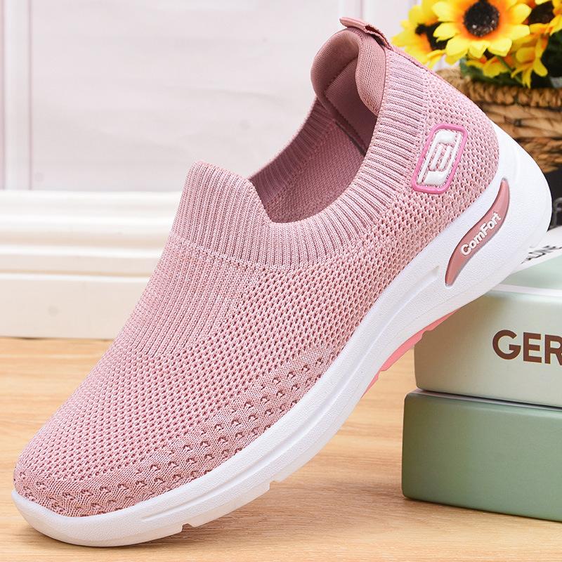 Sayaka slip-on shoes in pink, side view showing rounded toe