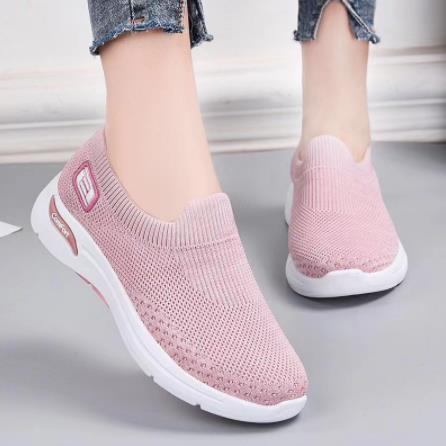 Sayaka slip-on shoes in pink, worn front view