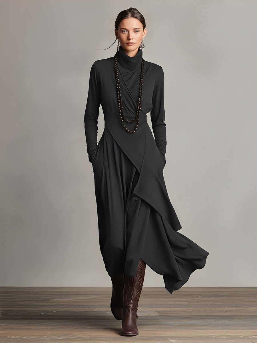 Natalia knit maxi dress in black, full-length front view