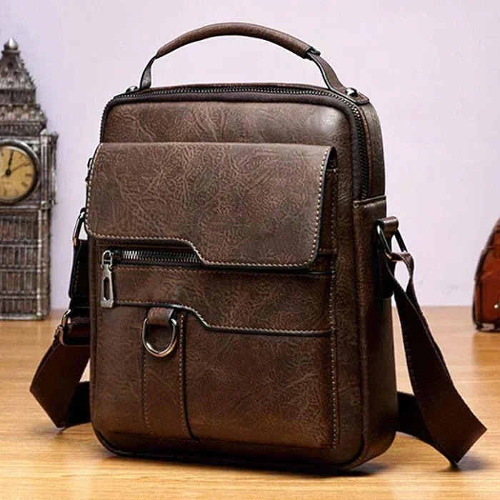 Ismeria luxury shoulder bag in dark brown, front view