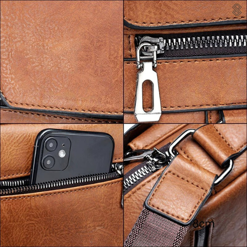 Ismeria shoulder bag close-up of zip pull, strap and grained finish