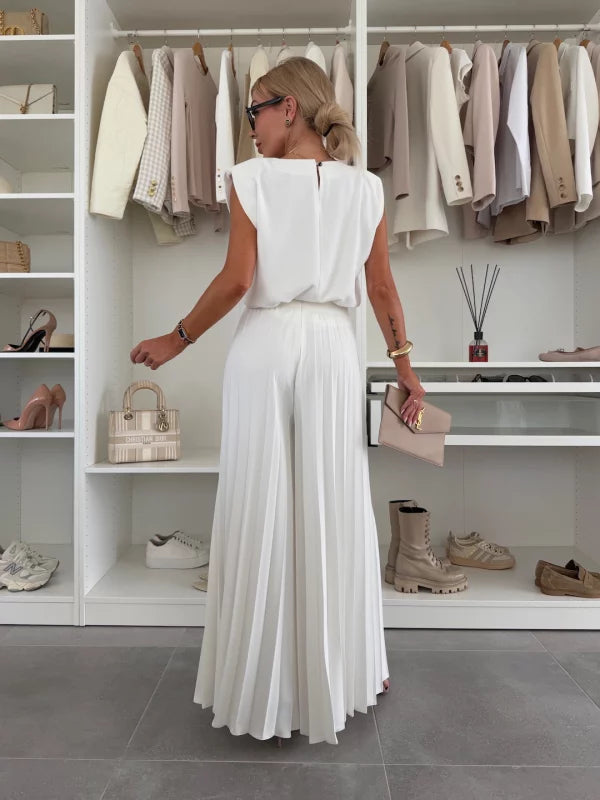 Marisella top and pants set in white, back view