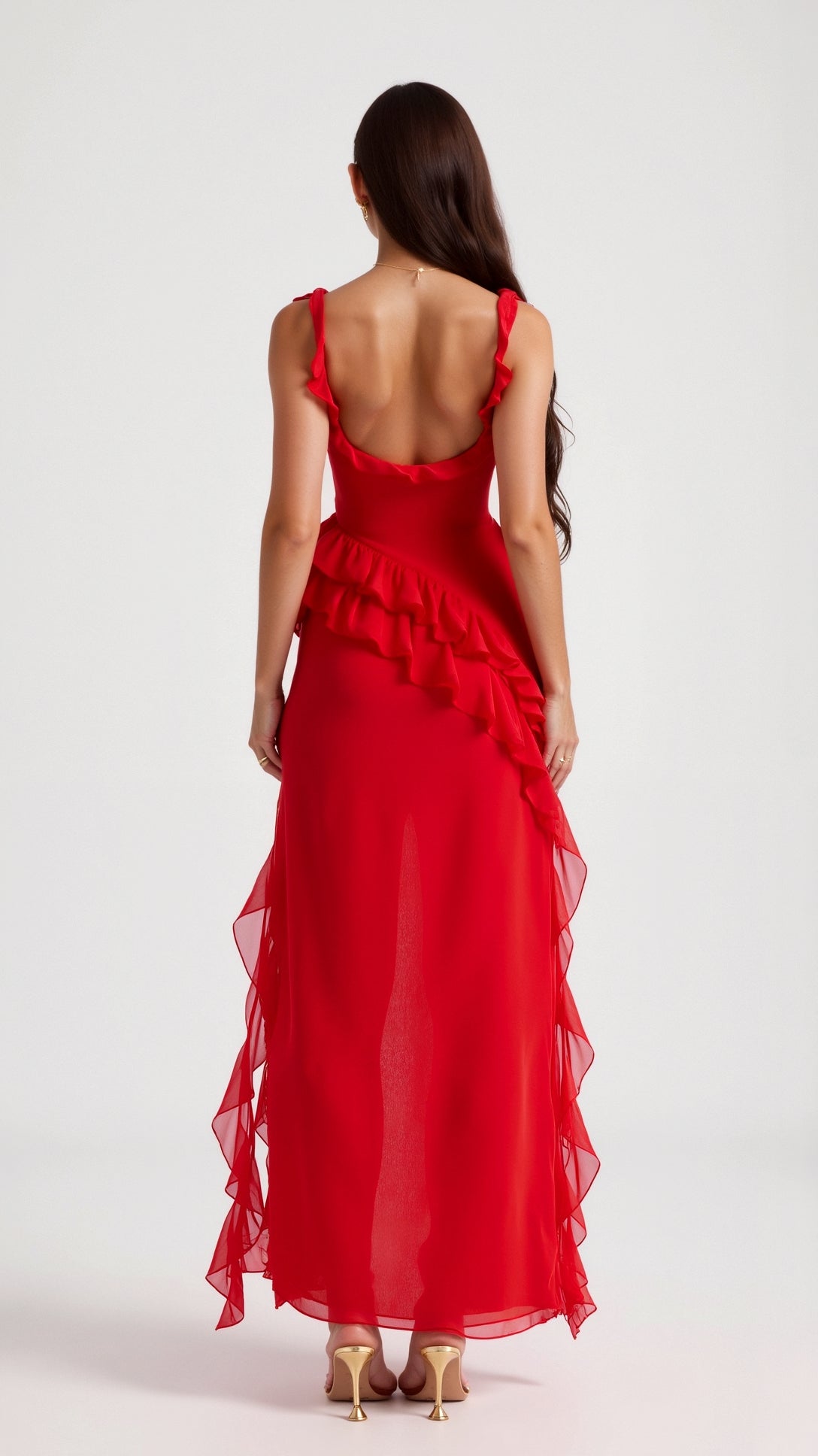 SOLANDRA | PROM DRESS WITH RUFFLE AND SLIT MAXI