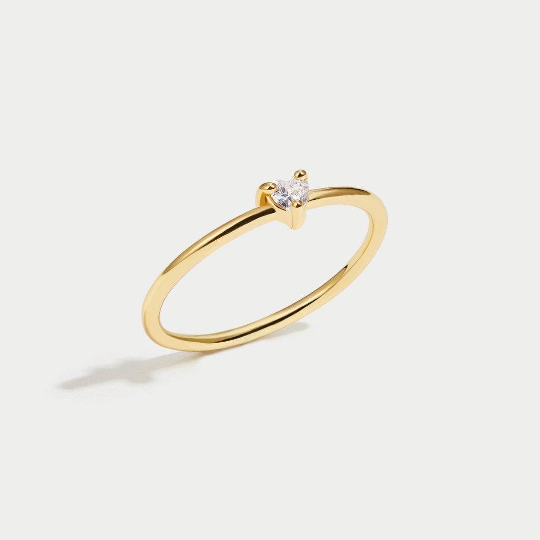 Leonie slim gold ring, angled side view