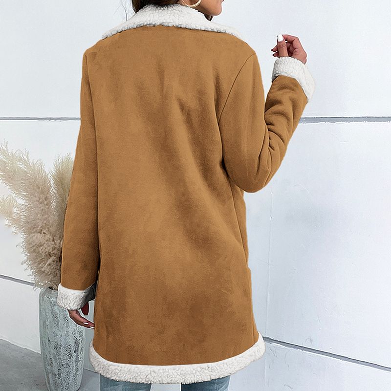 Marcelline sherpa coat in brown, back view