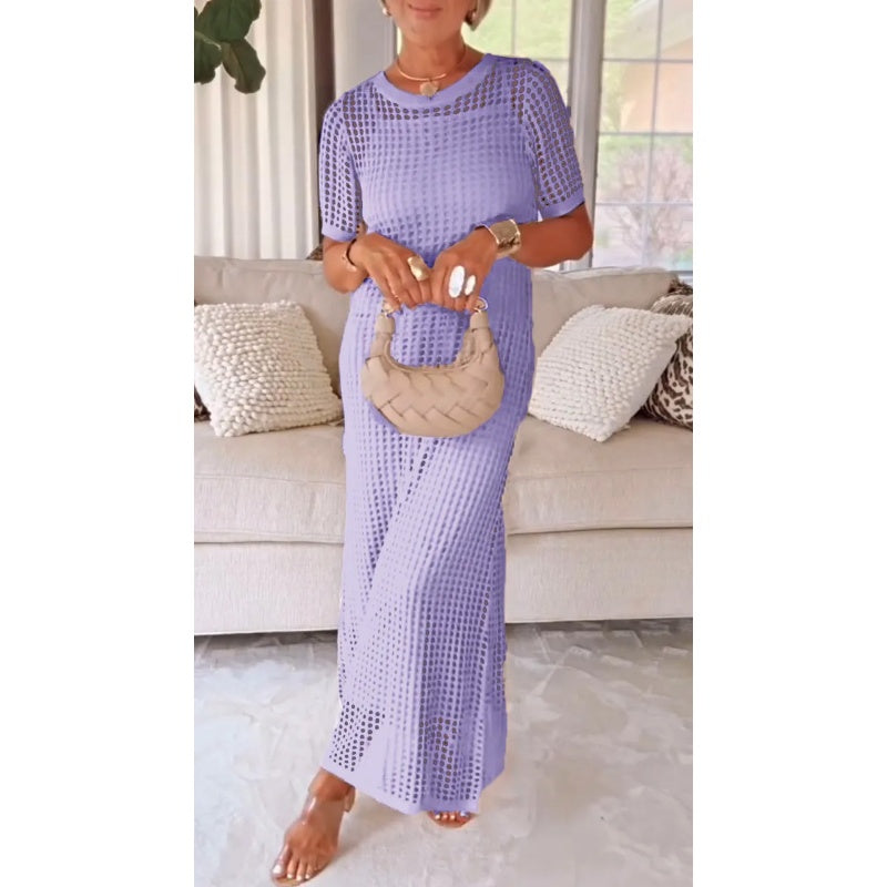 Bethany cut-out long maxi dress in purple, full-length front view