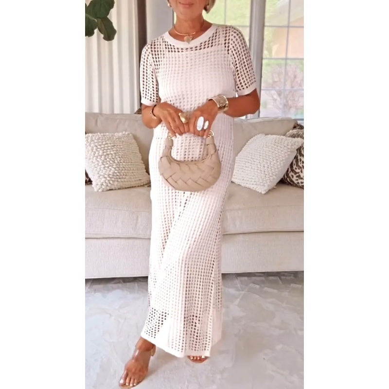Bethany cut-out long maxi dress in white, full-length front view