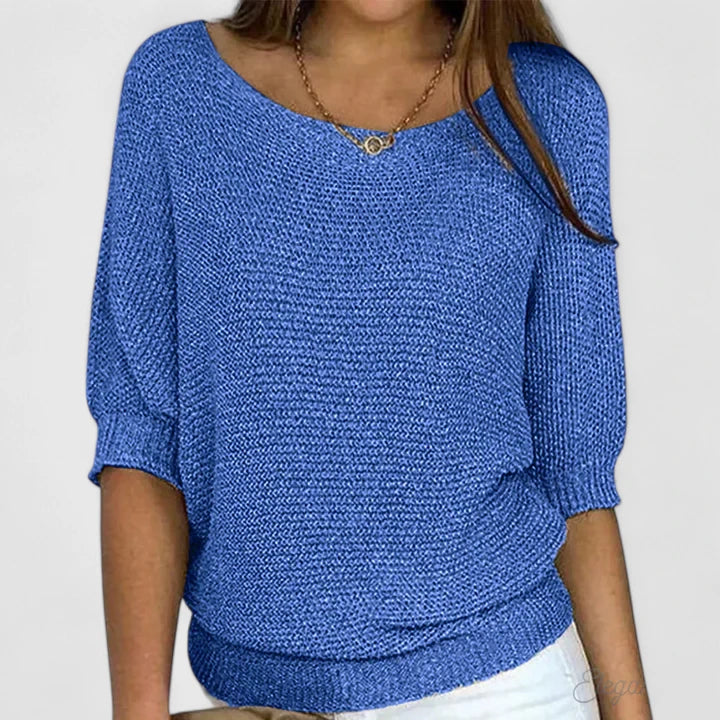 Kalyndrae knitted sweater in blue, front view