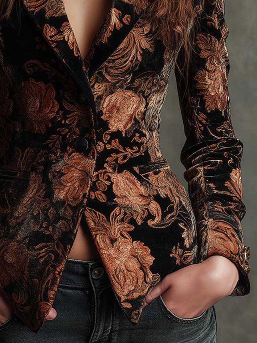 Jocelyn blazer pointed front hem and cuff buttons detail