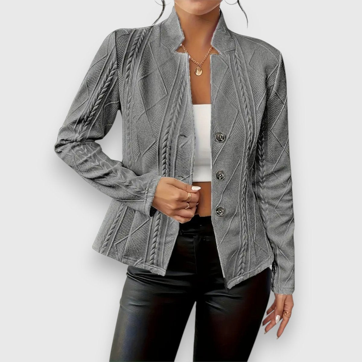 Loretta | Cable-Textured Button-Front Cardigan