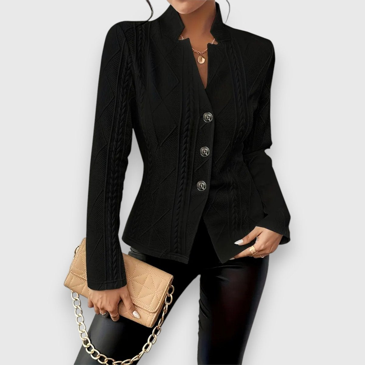 Loretta | Cable-Textured Button-Front Cardigan