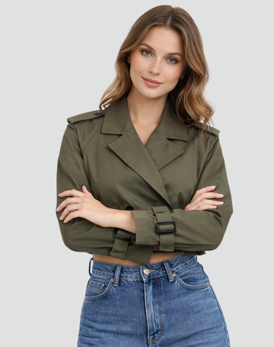 Joanne | Cropped Belted Trench Jacket