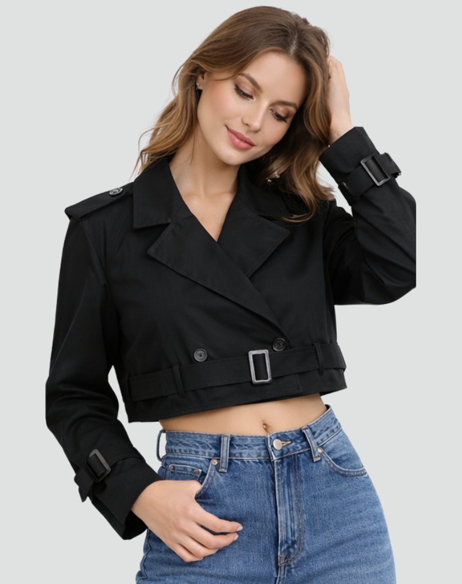 Joanne | Cropped Belted Trench Jacket
