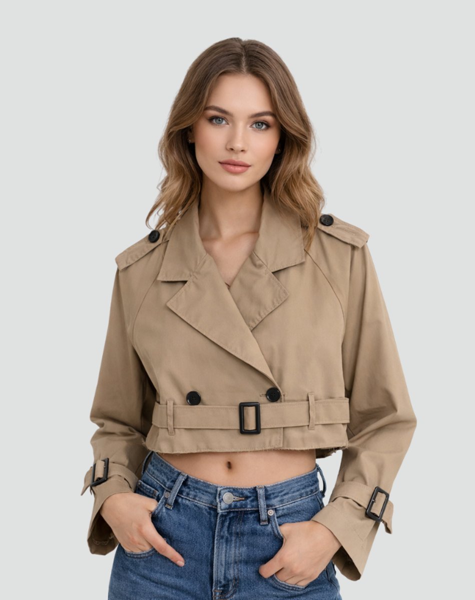 Joanne | Cropped Belted Trench Jacket