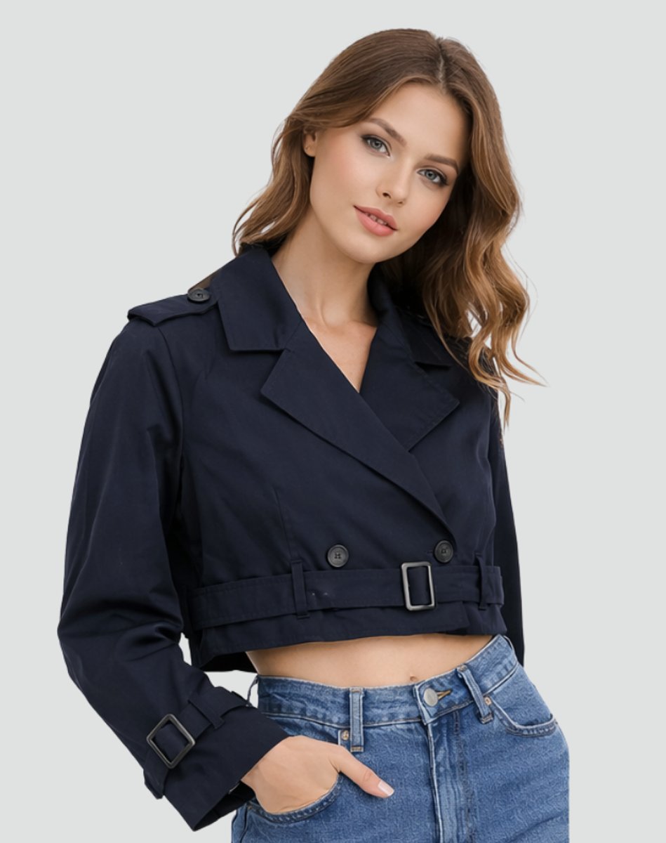 Joanne | Cropped Belted Trench Jacket