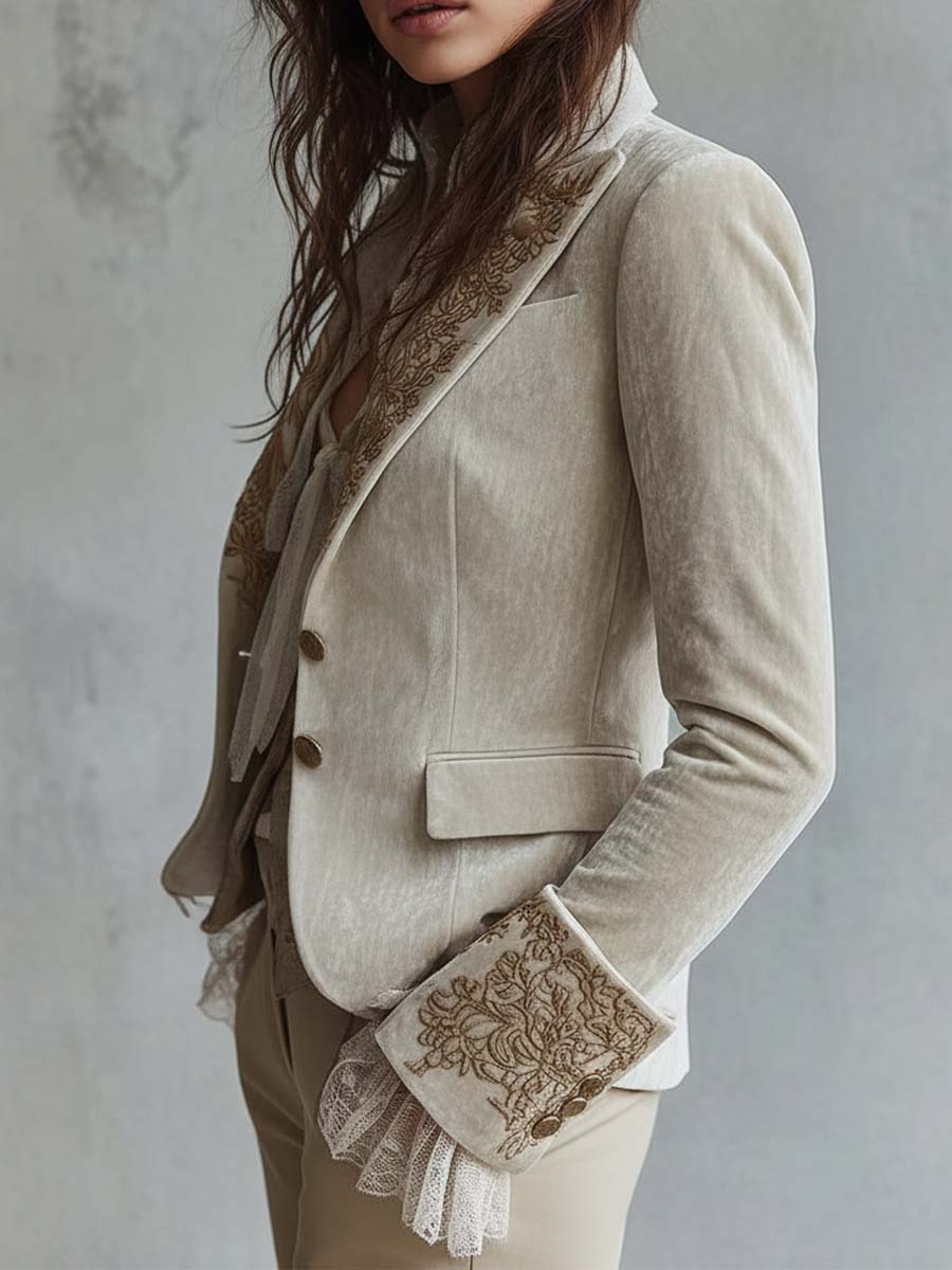 Katharine fitted blazer in ivory, three-quarter side view