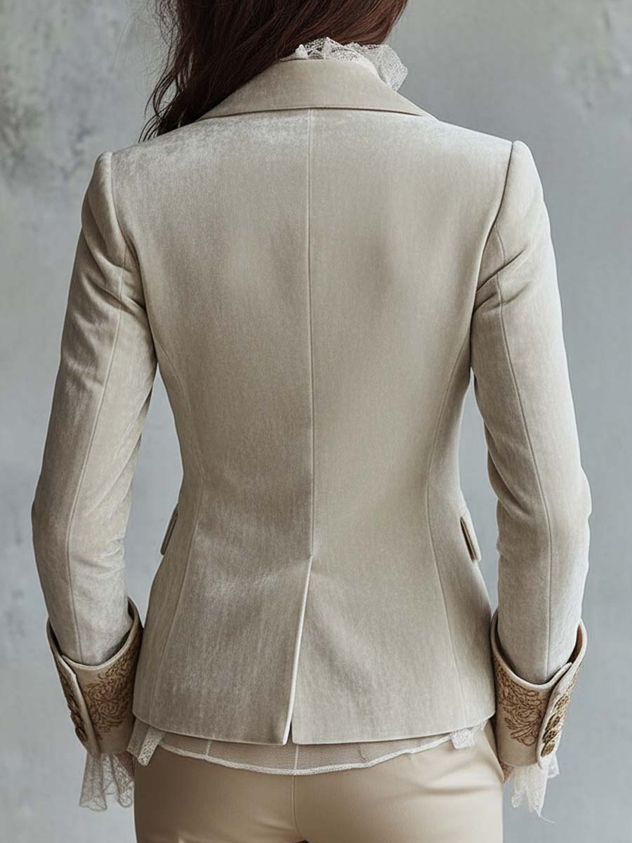 Katharine fitted blazer in ivory, seamed back view