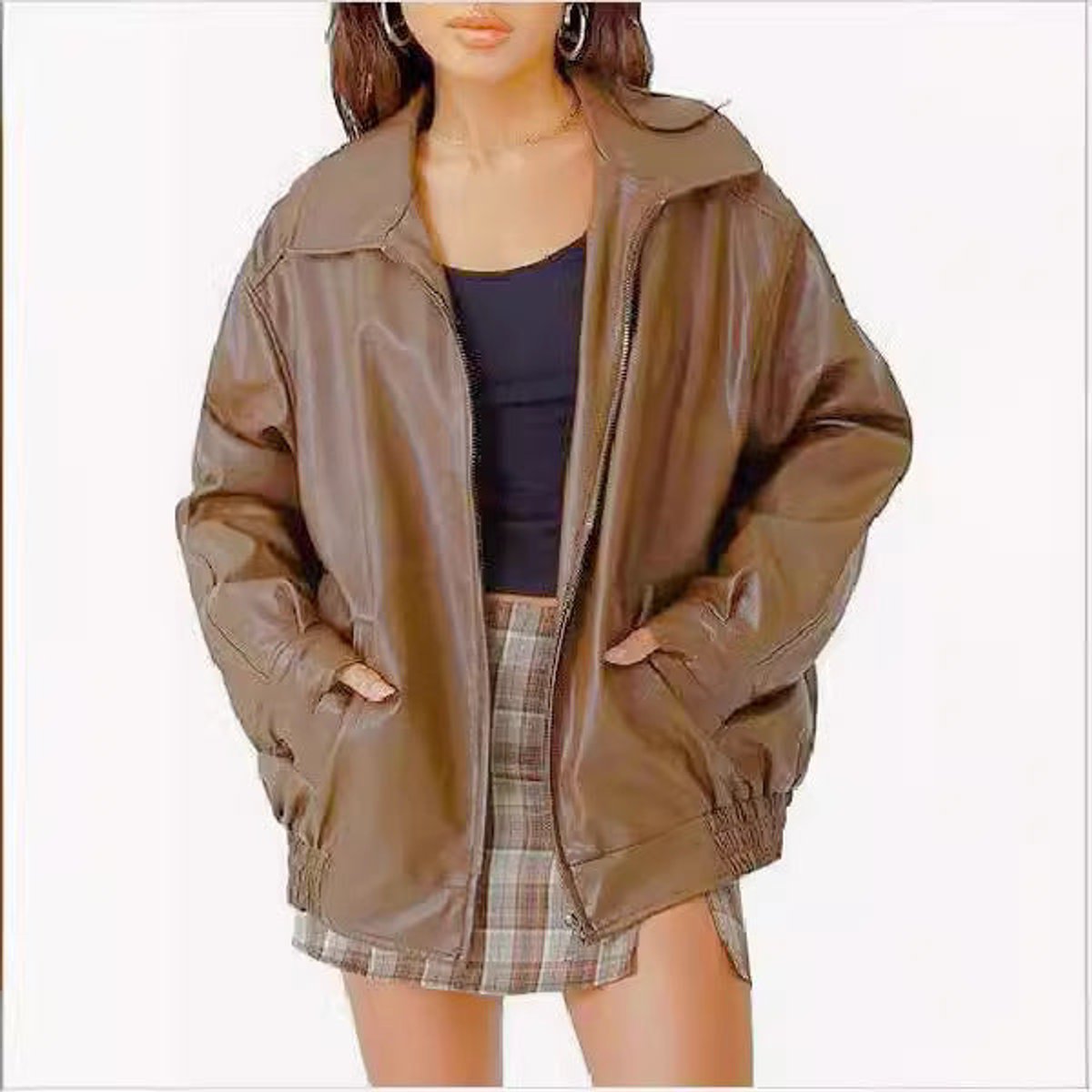 Nicola | Oversized Soft Zip Bomber Jacket