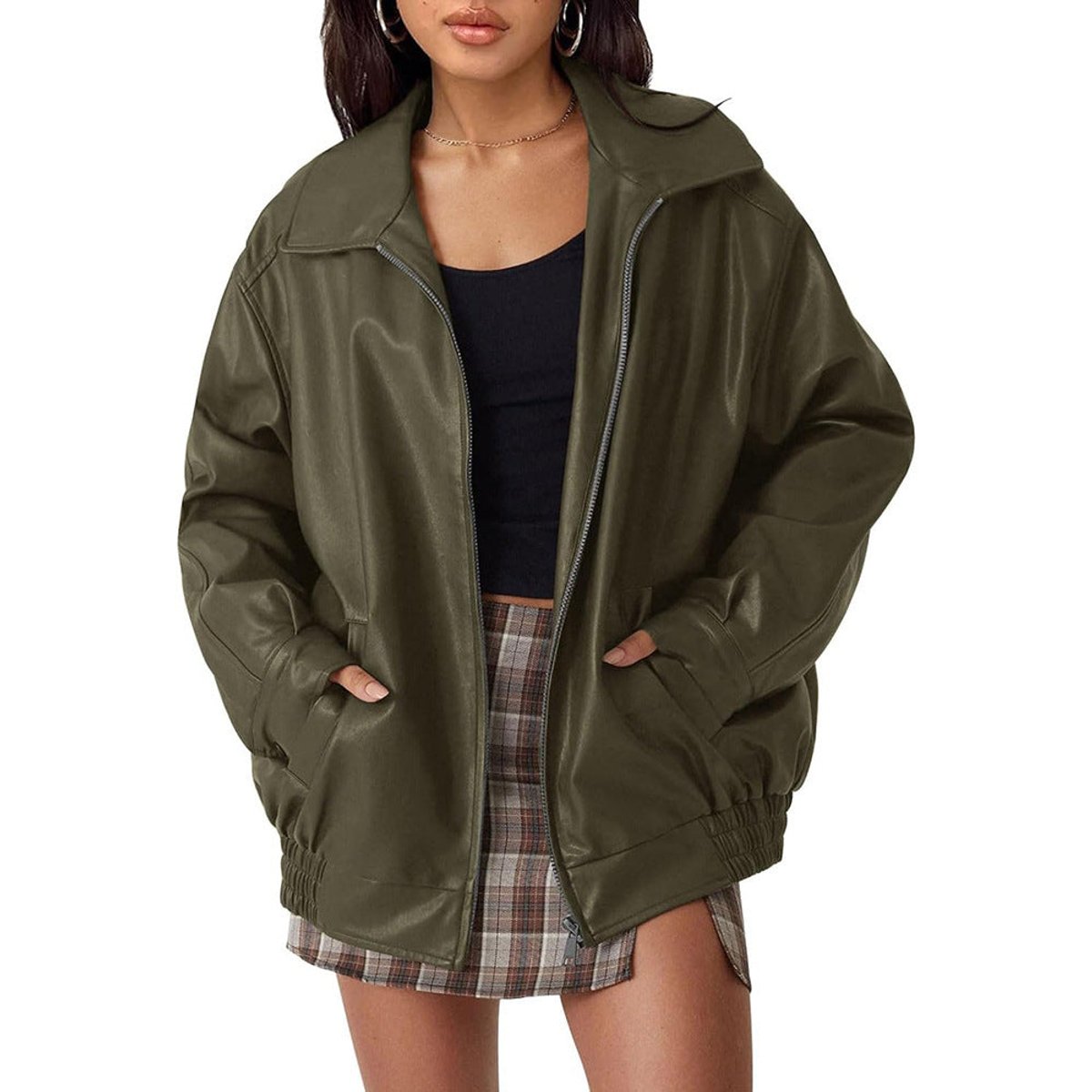 Nicola | Oversized Soft Zip Bomber Jacket