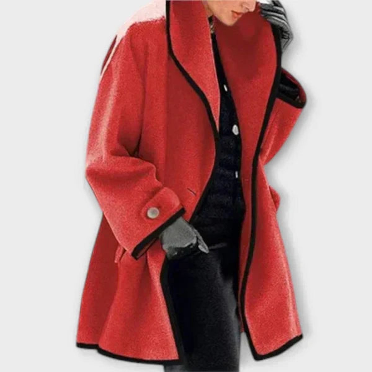 Flora | Oversized Coat with Contrast Trim