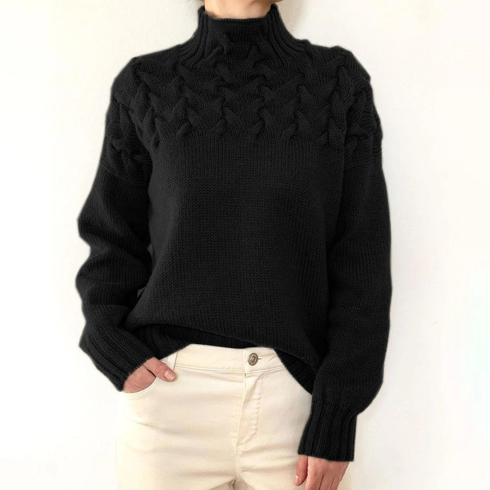 Charlene turtleneck sweater in black, front view
